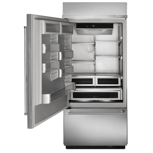 KitchenAid 20.9-cu ft Counter-Depth Built-In Bottom-Freezer Refrigerator with Ice Maker ( Stainless steel ) ENERGY STAR Certified