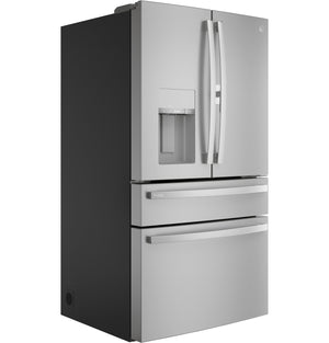 GE Profile Standard-Depth 27.9-cu ft 4 -Door Smart Compatible French Door Refrigerator with Ice Maker with Water and Ice Dispenser and Door within Door ( Stainless Steel ) ENERGY STAR Certified