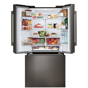 LG Standard-Depth 24.5-cu ft 3 -Door Smart Compatible French Door Refrigerator with Dual Ice Maker with Water and Ice Dispenser ( PrintProof Black Stainless Steel ) ENERGY STAR Certified