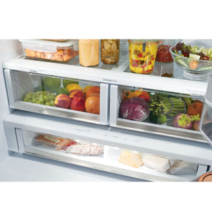 Cafe Counter-Depth Hot Water Dispenser 22.2-cu ft 3 -Door Smart Compatible French Door Refrigerator with Ice Maker with Water and Ice Dispenser ( Stainless Steel ) ENERGY STAR Certified