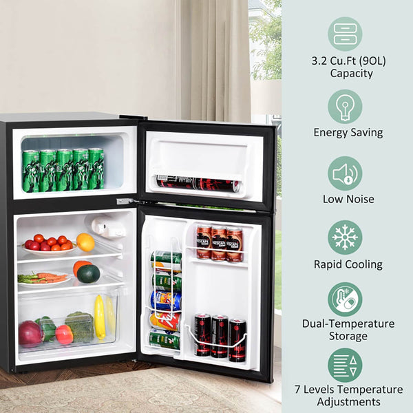 GZMR 3.2 cu ft Compact Stainless Steel Refrigerator 3.2-cu ft with Freezer ( Black )