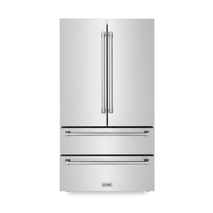 ZLINE KITCHEN & BATH Counter-Depth 22.5-cu ft 4 -Door French Door Refrigerator with Ice Maker ( Fingerprint Resistant Stainless Steel ) ENERGY STAR Certified