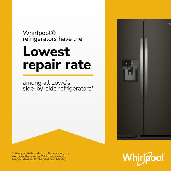 Whirlpool In-Door Can Caddy 21.4-cu ft Side-by-Side Refrigerator with Ice Maker ,Water and Ice Dispenser ( Black )