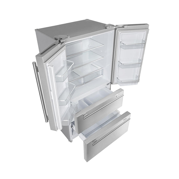 FORNO Counter-Depth Moena 19.2-cu ft 4 -Door French Door Refrigerator with Ice Maker with Ice Dispenser ( Stainless steel )