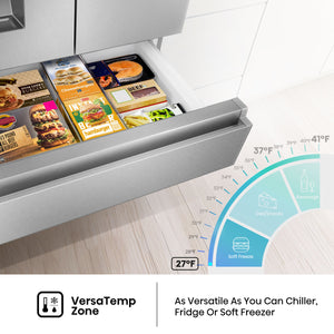 Hisense PureFlat Standard-Depth 25.6-cu ft 4 -Door Smart Compatible French Door Refrigerator with Ice Maker with Water and Ice Dispenser ( Stainless steel ) ENERGY STAR Certified