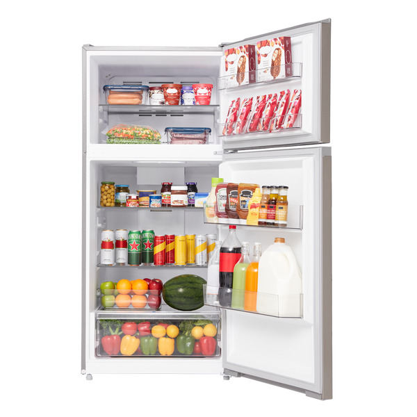 Midea Fingerprint Resistant 14.2-cu ft Counter-Depth Top-Freezer Refrigerator ( Stainless Steel ) Garage Ready ENERGY STAR Certified