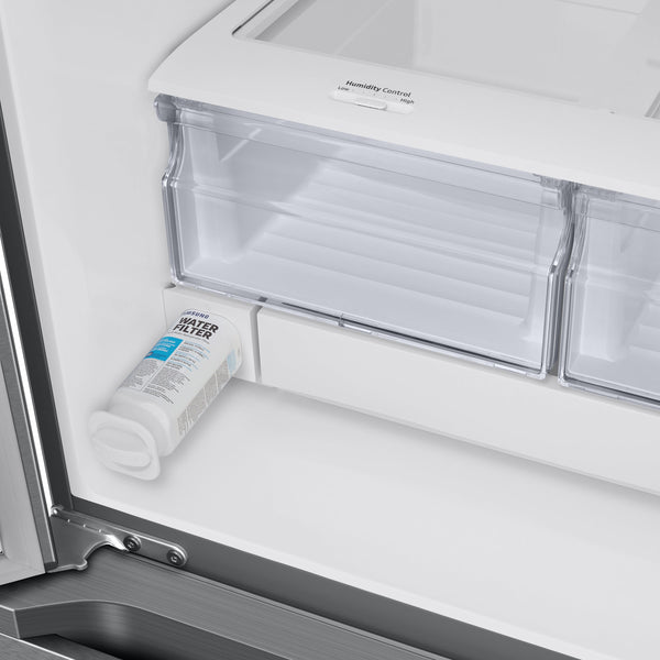 Samsung Standard-Depth 22-cu ft 3 -Door Smart Compatible French Door Refrigerator with Ice Maker with Water Dispenser ( Fingerprint Resistant Stainless Steel ) ENERGY STAR Certified