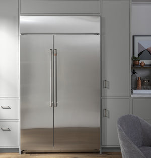 Cafe 29.5-cu ft Counter-Depth Side-by-Side Refrigerator Built-In Smart Compatible with Ice Maker ( Stainless Steel )