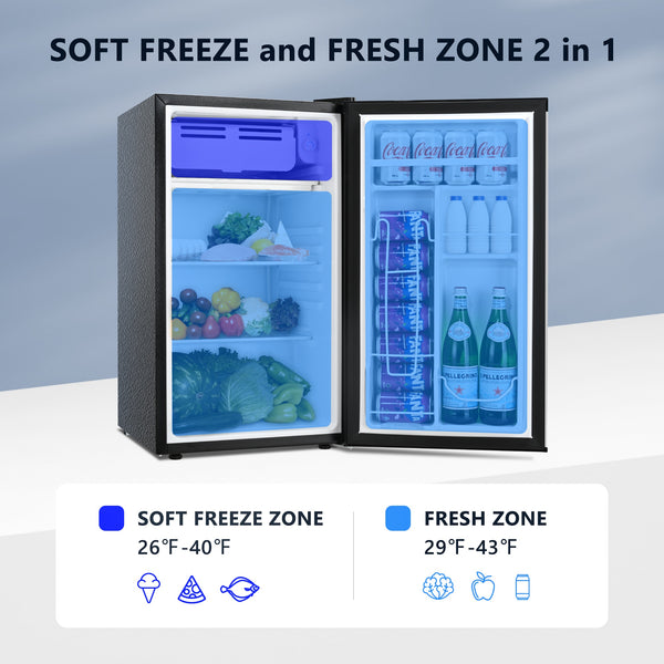 SIMZLIFE 3.2-cu ft Mini Fridge with Freezer ( Silver ) Garage Ready