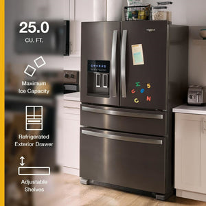Whirlpool Standard-Depth 24.5-cu ft 4 -Door French Door Refrigerator with Ice Maker with Water and Ice Dispenser ( Black Stainless Steel ) ENERGY STAR Certified