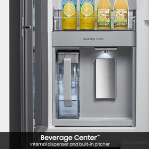 Samsung Bespoke Counter-Depth Beverage Center 23.5-cu ft 4 -Door Smart Compatible French Door Refrigerator with Dual Ice Maker with Water Dispenser and Door within Door ( Stainless Steel ) ENERGY STAR Certified