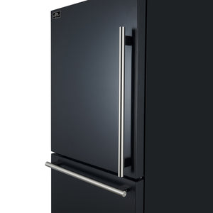 FORNO Milano Espresso 17.2-cu ft Counter-Depth Bottom-Freezer Refrigerator with Ice Maker ( Black ) ENERGY STAR Certified