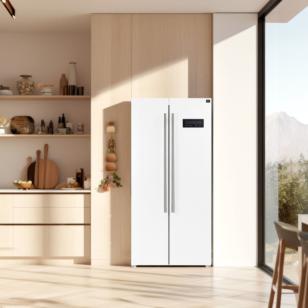 FORNO Salerno Espresso 15.62-cu ft Counter-Depth Side-by-Side Refrigerator ( White )