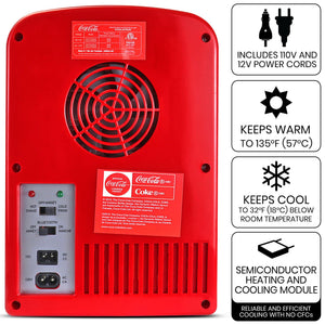 Coca-Cola 4L Cooler/Warmer w/ Bluetooth Speaker 0.14-cu ft Mini Fridge ( Red, Black )
