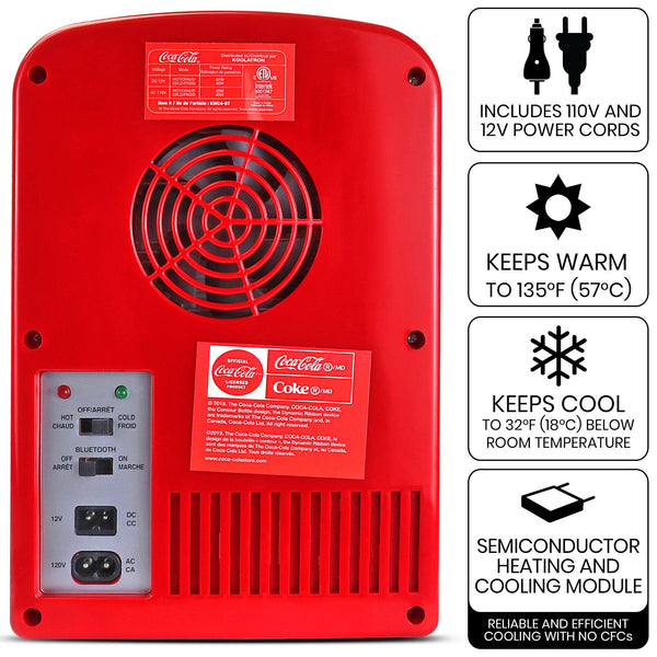 Coca-Cola 4L Cooler/Warmer w/ Bluetooth Speaker 0.14-cu ft Mini Fridge ( Red, Black )
