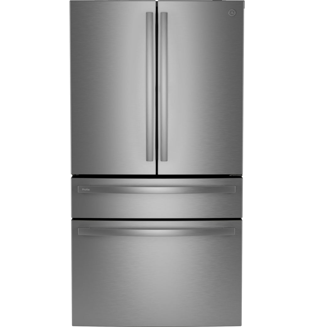 GE Profile Counter-Depth 23.2-cu ft 4 -Door Smart Compatible French Door Refrigerator with Ice Maker with Water Dispenser ( Stainless Steel ) ENERGY STAR Certified