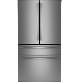 GE Profile Standard-Depth 28.7-cu ft 4 -Door Smart Compatible French Door Refrigerator with Ice Maker with Water Dispenser ( Stainless Steel ) ENERGY STAR Certified