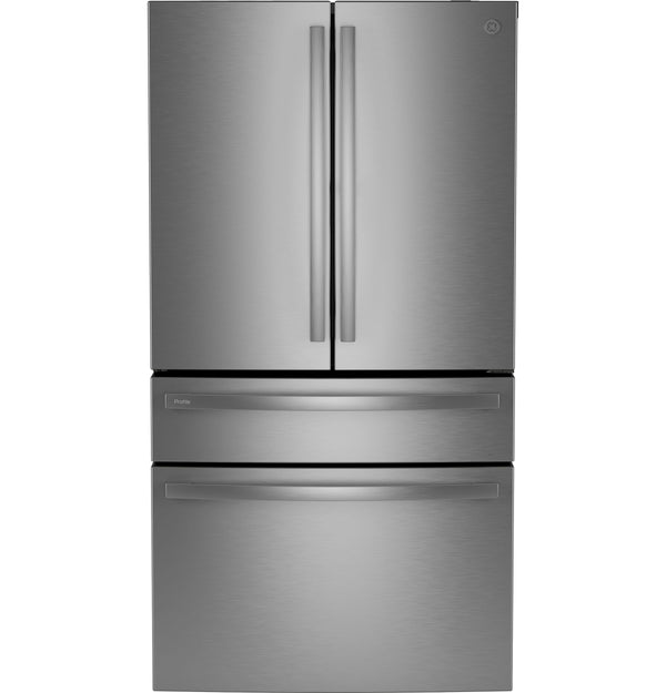 GE Profile Standard-Depth 28.7-cu ft 4 -Door Smart Compatible French Door Refrigerator with Ice Maker with Water Dispenser ( Stainless Steel ) ENERGY STAR Certified