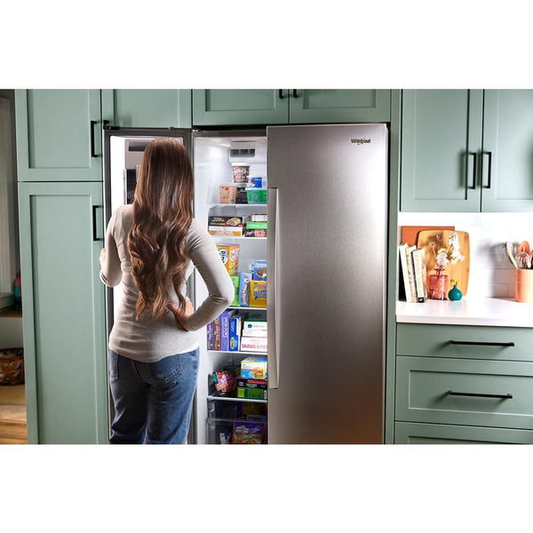 Whirlpool 20.85-cu ft Counter-Depth Side-by-Side Refrigerator with Ice Maker ,Water and Ice Dispenser ( Black Stainless Finish )