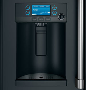 Cafe Counter-Depth 22.2-cu ft 3 -Door Smart Compatible French Door Refrigerator with Ice Maker with Water and Ice Dispenser ( Matte Black ) ENERGY STAR Certified