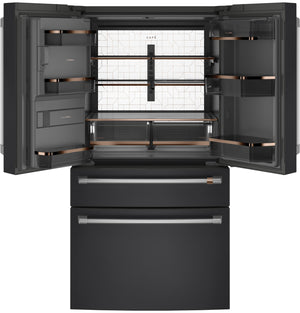 Cafe Counter-Depth 22.3-cu ft 4 -Door Smart Compatible French Door Refrigerator with Ice Maker with Water and Ice Dispenser ( Matte Black ) ENERGY STAR Certified