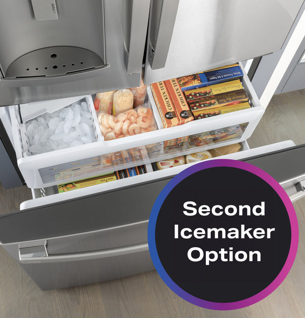 GE Profile Counter-Depth 22.2-cu ft 3 -Door French Door Refrigerator with Ice Maker with Water and Ice Dispenser ( Stainless Steel ) ENERGY STAR Certified