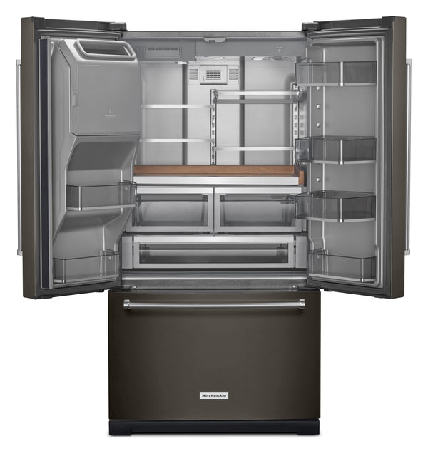 KitchenAid Standard-Depth 27-cu ft 3 -Door French Door Refrigerator with Water and Ice Dispenser ( Black ) ENERGY STAR Certified