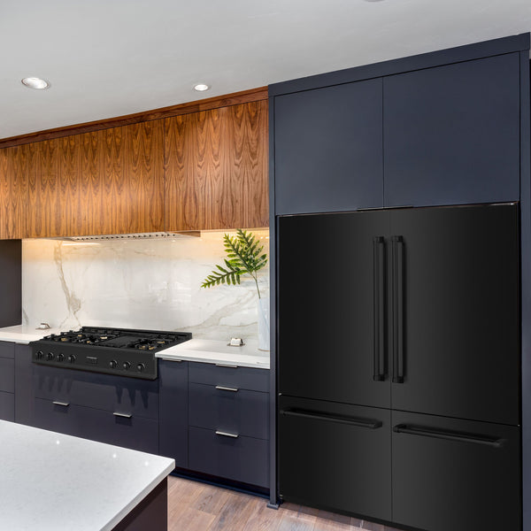 ZLINE KITCHEN & BATH Counter-Depth 32.2-cu ft 4 -Door Built-In French Door Refrigerator with Ice Maker with Water Dispenser ( Black Stainless Steel with Black Stainless Steel Panel ) ENERGY STAR Certified