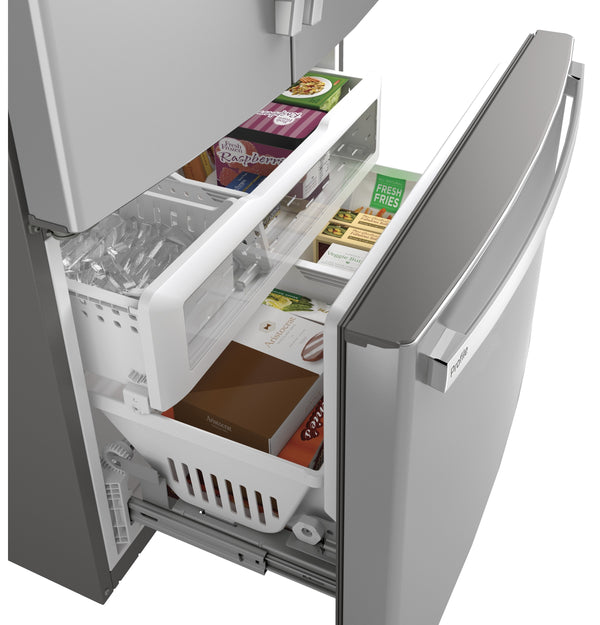 GE Profile Counter-Depth 23.1-cu ft 3 -Door French Door Refrigerator with Ice Maker with Water Dispenser ( Stainless Steel ) ENERGY STAR Certified