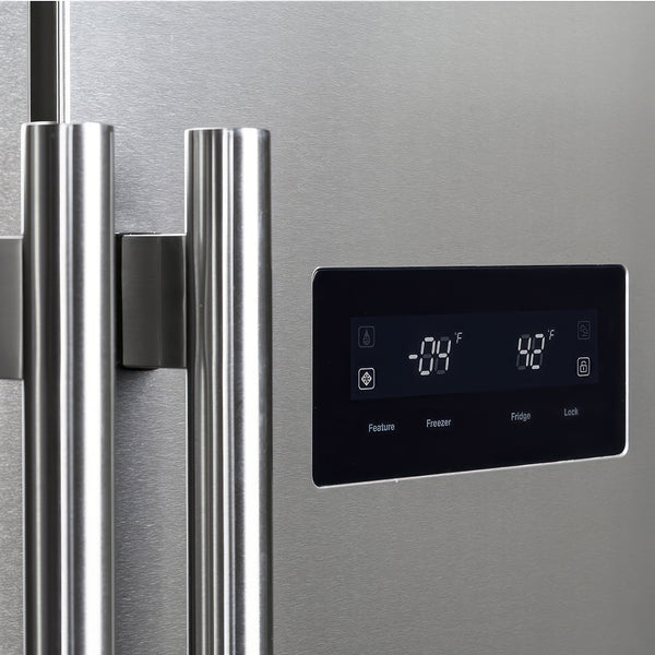 FORNO Salerno 15.6-cu ft Counter-Depth Side-by-Side Refrigerator Built-In ( Stainless steel )