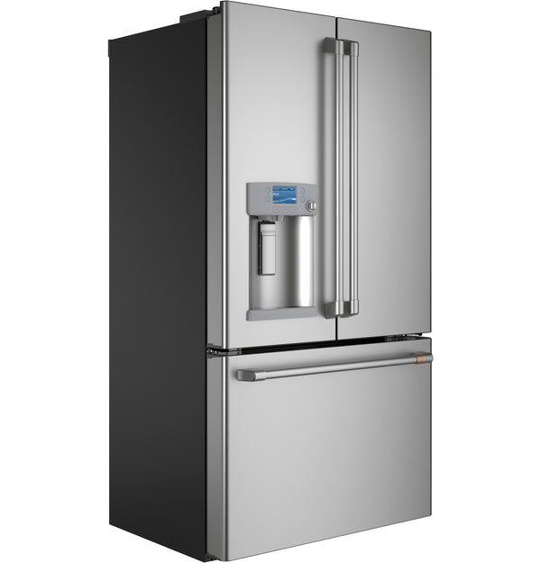 Cafe Counter-Depth Hot Water Dispenser 22.2-cu ft 3 -Door Smart Compatible French Door Refrigerator with Ice Maker with Water and Ice Dispenser ( Stainless Steel ) ENERGY STAR Certified