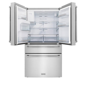 ZLINE KITCHEN & BATH Counter-Depth 21.6-cu ft 4 -Door French Door Refrigerator with Ice Maker with Water Dispenser ( Fingerprint Resistant Stainless Steel ) ENERGY STAR Certified