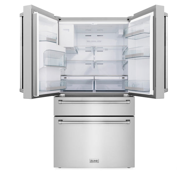 ZLINE KITCHEN & BATH Counter-Depth 21.6-cu ft 4 -Door French Door Refrigerator with Ice Maker with Water Dispenser ( Fingerprint Resistant Stainless Steel ) ENERGY STAR Certified