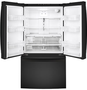 GE Standard-Depth 27-cu ft 3 -Door French Door Refrigerator with Ice Maker with Water Dispenser ( Black ) ENERGY STAR Certified