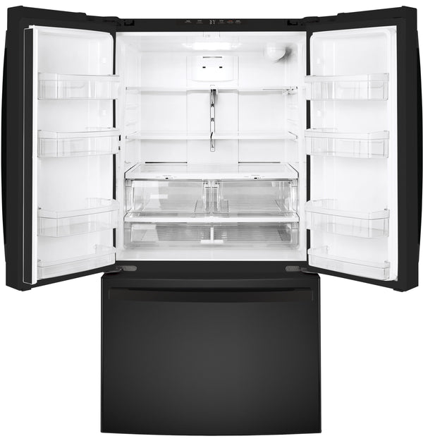 GE Standard-Depth 27-cu ft 3 -Door French Door Refrigerator with Ice Maker with Water Dispenser ( Black ) ENERGY STAR Certified