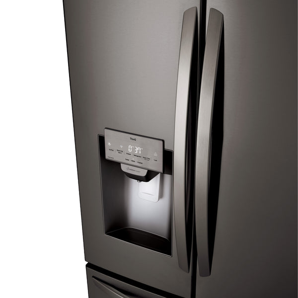 LG Standard-Depth 27.7-cu ft 3 -Door Smart Compatible French Door Refrigerator with Ice Maker with Water and Ice Dispenser ( Printproof Black Stainless Steel ) ENERGY STAR Certified