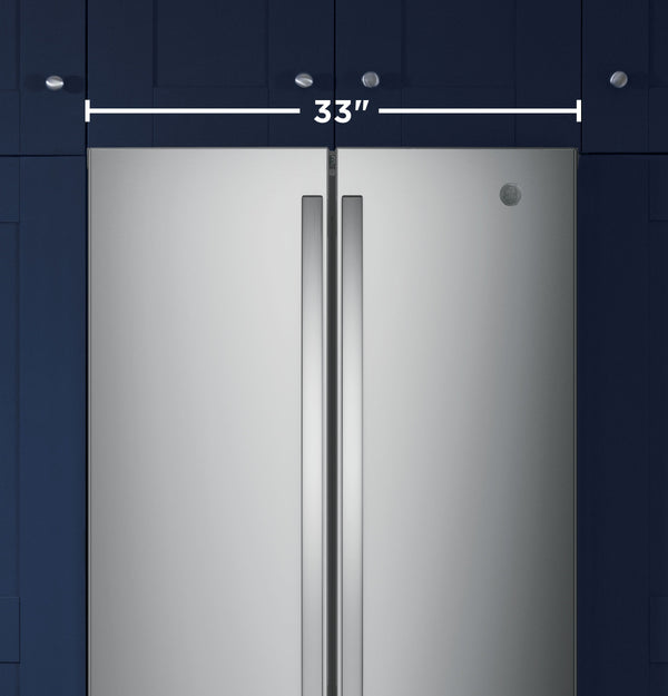 GE Counter-Depth 17.5-cu ft 3 -Door French Door Refrigerator with Ice Maker with Water and Ice Dispenser ( Stainless Steel ) ENERGY STAR Certified