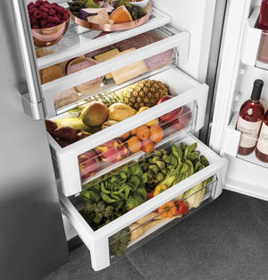 Cafe 24.5-cu ft Counter-Depth Side-by-Side Refrigerator Built-In Smart Compatible with Ice Maker ,Water and Ice Dispenser ( Stainless Steel )