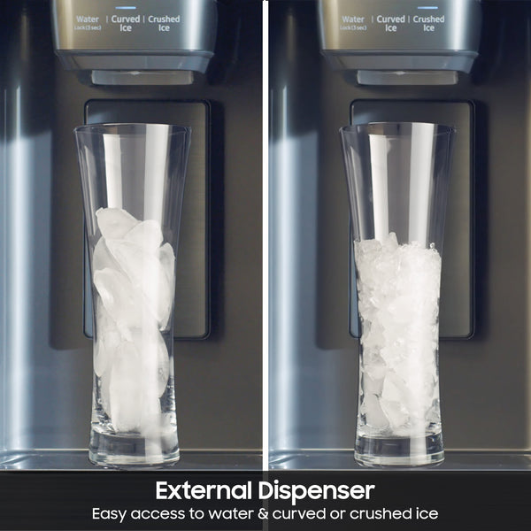 Samsung Counter-Depth Mega Capacity 25.5-cu ft 3 -Door Smart Compatible French Door Refrigerator with Ice Maker with Water and Ice Dispenser ( Fingerprint Resistant Stainless Steel ) ENERGY STAR Certified