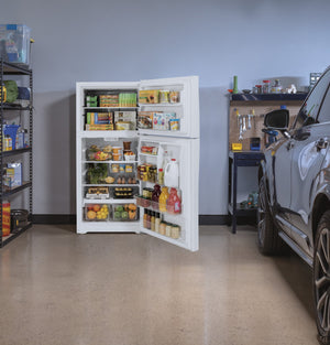 GE Garage-ready 21.9-cu ft Top-Freezer Refrigerator ( White ) Garage Ready