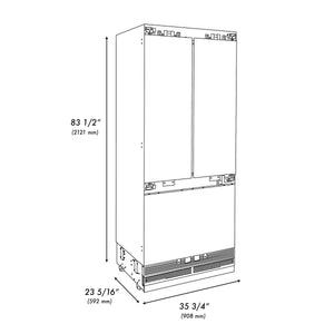 ZLINE KITCHEN & BATH Counter-Depth 19.6-cu ft 3 -Door Built-In French Door Refrigerator with Ice Maker with Water and Ice Dispenser ( Panel-Ready ) ENERGY STAR Certified