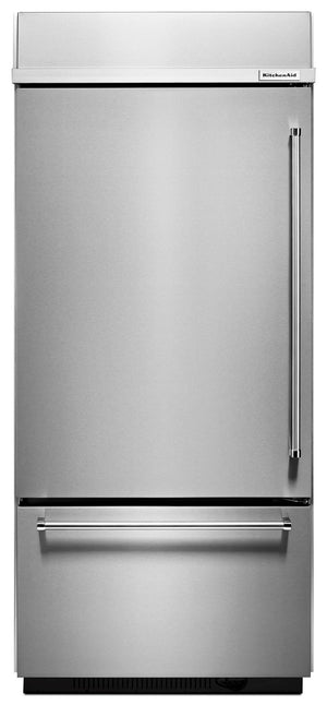 KitchenAid 20.9-cu ft Counter-Depth Built-In Bottom-Freezer Refrigerator with Ice Maker ( Stainless steel ) ENERGY STAR Certified