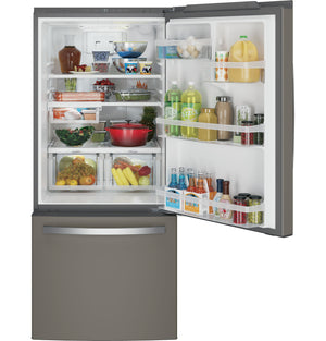 GE 20.9-cu ft Standard-Depth Bottom-Freezer Refrigerator with Ice Maker ( Slate ) ENERGY STAR Certified