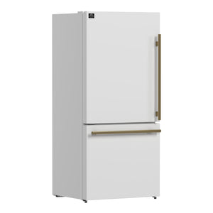 FORNO Milano Espresso 17.2-cu ft Counter-Depth Bottom-Freezer Refrigerator with Ice Maker ( White ) ENERGY STAR Certified