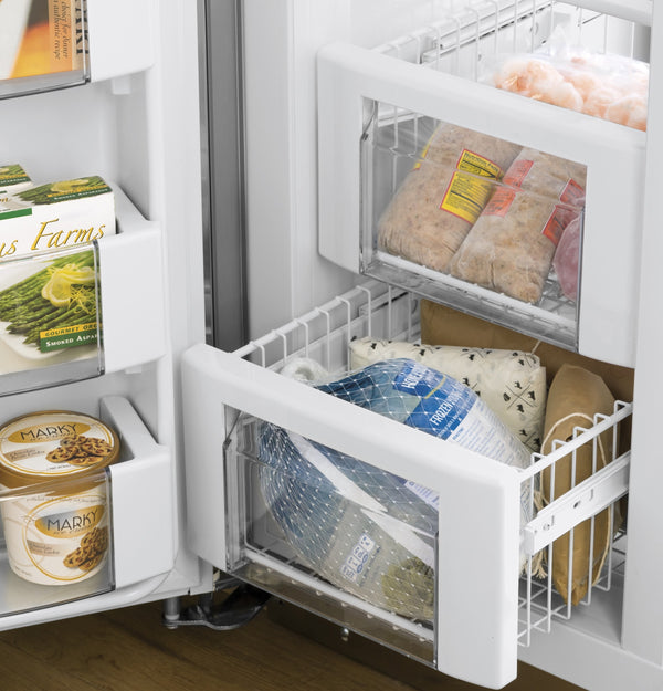 GE Profile 24.5-cu ft Counter-Depth Side-by-Side Refrigerator Built-In Smart Compatible with Ice Maker ,Water and Ice Dispenser ( Stainless Steel )