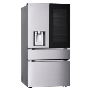 LG Standard-Depth InstaView MyColor 28.6-cu ft 4 -Door Smart Compatible French Door Refrigerator with Dual Ice Maker with Water and Ice Dispenser and Door within Door ( PrintProof Stainless Steel ) ENERGY STAR Certified