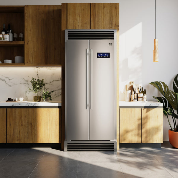 FORNO Salerno 15.6-cu ft Counter-Depth Side-by-Side Refrigerator ( Stainless steel )
