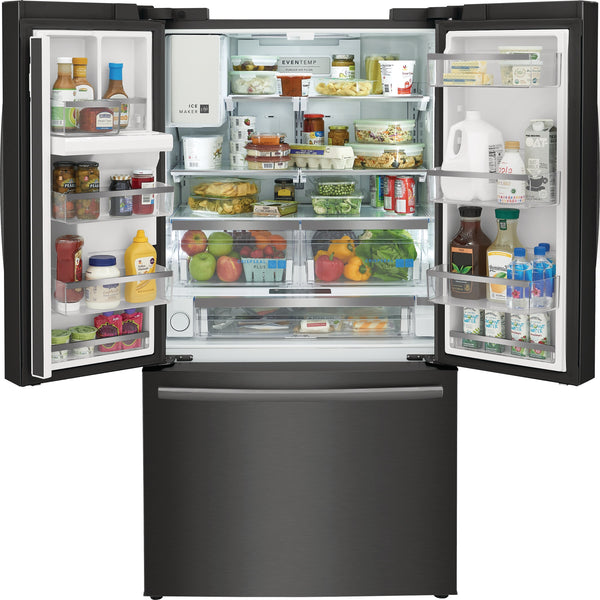 Frigidaire Gallery Counter-Depth 22.6-cu ft 3 -Door French Door Refrigerator with Dual Ice Maker with Water and Ice Dispenser ( Fingerprint Resistant Black Stainless Steel ) ENERGY STAR Certified