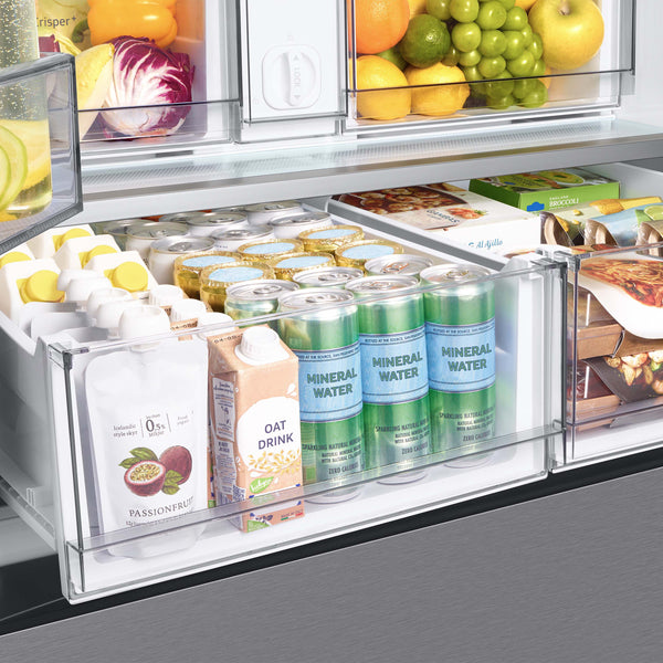 Samsung Bespoke Standard-Depth Beverage Center 30.1-cu ft 3 -Door Smart Compatible French Door Refrigerator with Dual Ice Maker with Water Dispenser and Door within Door ( Stainless Steel - All Panels ) ENERGY STAR Certified