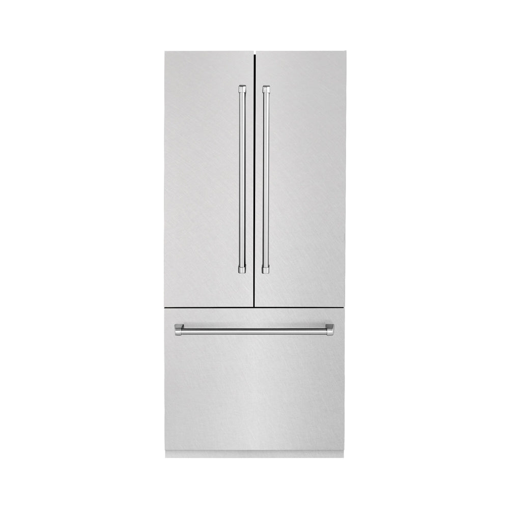 ZLINE KITCHEN & BATH 19.6-cu ft Counter-Depth Built-In Bottom-Freezer Refrigerator with Ice Maker ( Satin Stainless Steel ) ENERGY STAR Certified